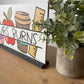 Personalized Teacher Desk Name Plate Shelf Sitter Removable Sign | Coffee apple leopard pencil