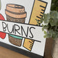 Personalized Teacher Desk Name Plate Shelf Sitter Removable Sign | Coffee apple leopard pencil