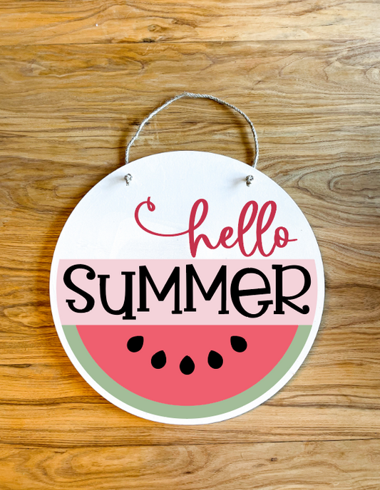 Watermelon Hello Summer circle sign