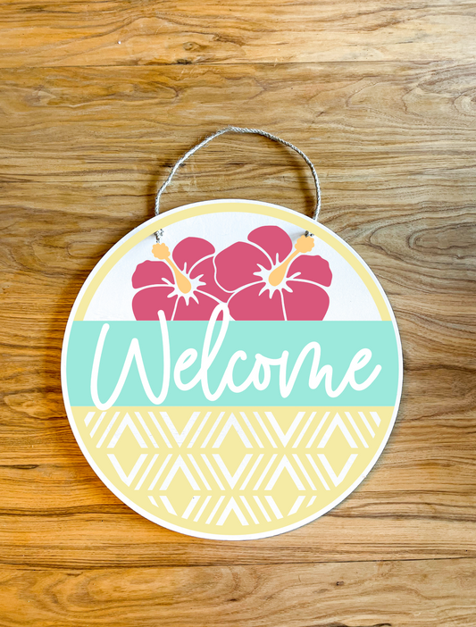 Hibiscus Summer circle sign