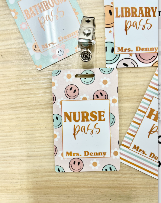 Retro Groovy Smiley Face Acrylic Classroom Hall Passes