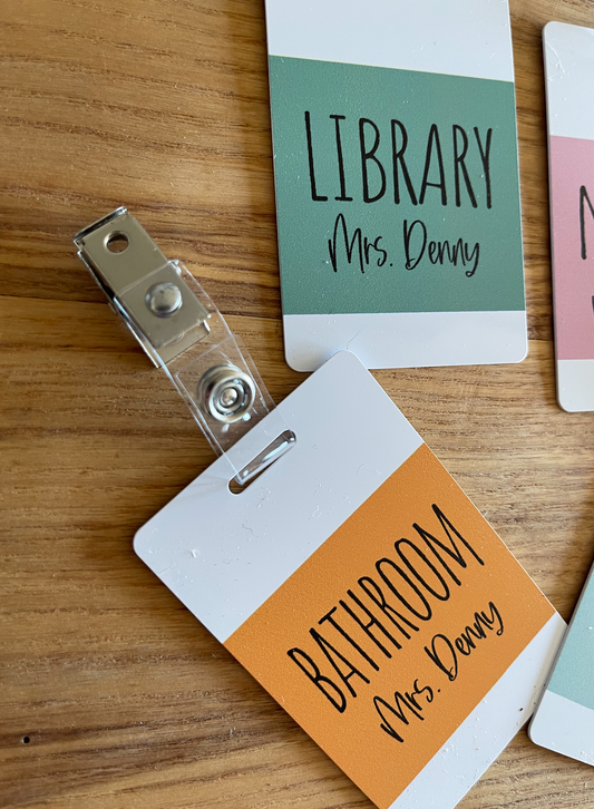 Color Block Acrylic Classroom Hall Passes