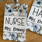 Watercolor Blue Flower Acrylic Classroom Hall Passes