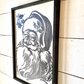 Traditional black and white santa claus christmas wood sign
