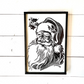 Traditional black and white santa claus christmas wood sign