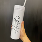 Personalized Skinny Tumbler with Lid and Straw, 16 oz Matte Black Acrylic Tumbler Insulated Double Wall Plastic Reusable Cups