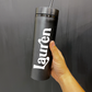 Personalized Skinny Tumbler with Lid and Straw, 16 oz Matte Black Acrylic Tumbler Insulated Double Wall Plastic Reusable Cups