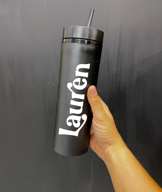 Personalized Skinny Tumbler with Lid and Straw, 16 oz Matte Black Acrylic Tumbler Insulated Double Wall Plastic Reusable Cups