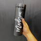 Personalized Skinny Tumbler with Lid and Straw, 16 oz Matte Black Acrylic Tumbler Insulated Double Wall Plastic Reusable Cups