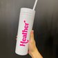 Personalized Skinny Tumbler with Lid and Straw, 16 oz Matte Black Acrylic Tumbler Insulated Double Wall Plastic Reusable Cups