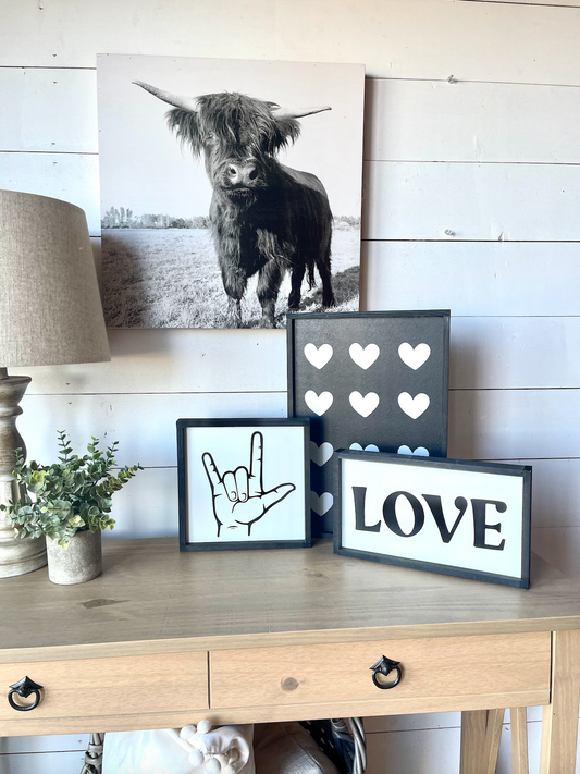 Black and White Valentine's Day 2023 Collection wood sign