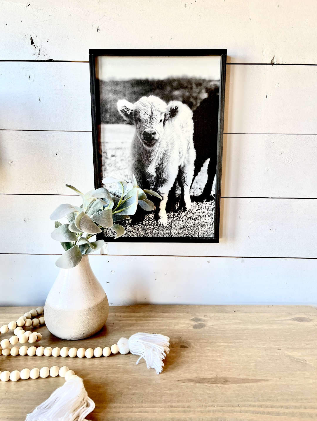 Betty White Calf Black and White Ranch Angus Calf Farm Animal wood sig ...