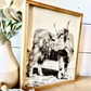 Lola Looking Back Highland Cow Black and White Highland Cow fluffy farmhouse wood sign