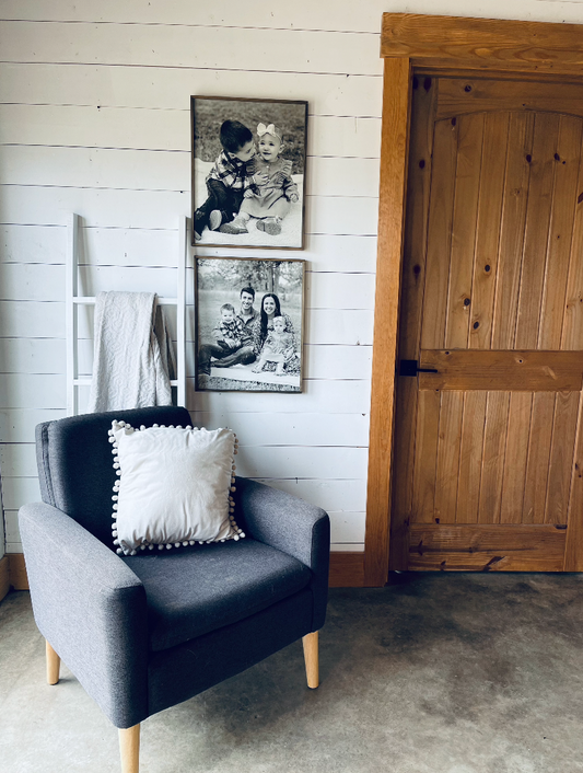 Your Black and White Family Photos; Framed Wood Photo Signs