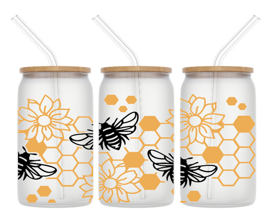 Drinking Glasses with Bamboo Lids and Glass Straw-16oz Can Shaped Glass Cups,Beer Glasses,Iced Coffee Glasses,Ideal for Cocktail,Whiske,Soda,Bubble Tea,Juicing, Smoothies
