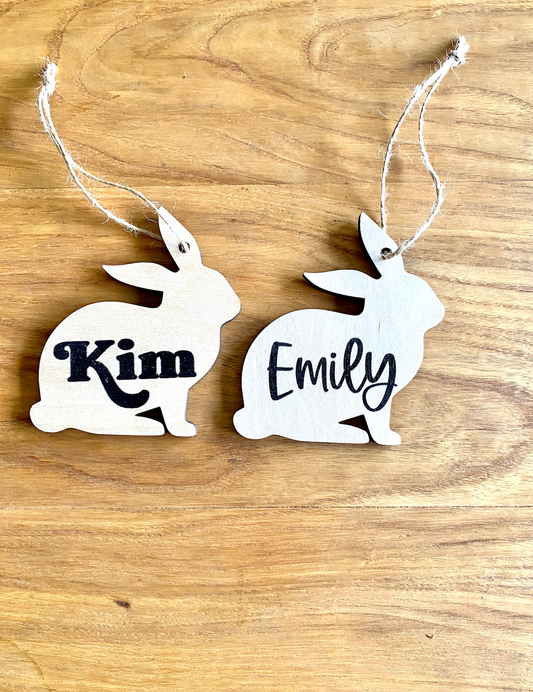 personalized wood Easter Bunny Basket tag