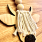 boho macrame highland cow fluffy tassleCar Charm Review Mirror wood sign Hanging Tag Bead Active