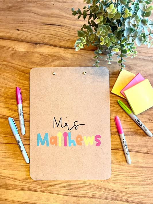 Custom Personalized Teacher Name Clipboards