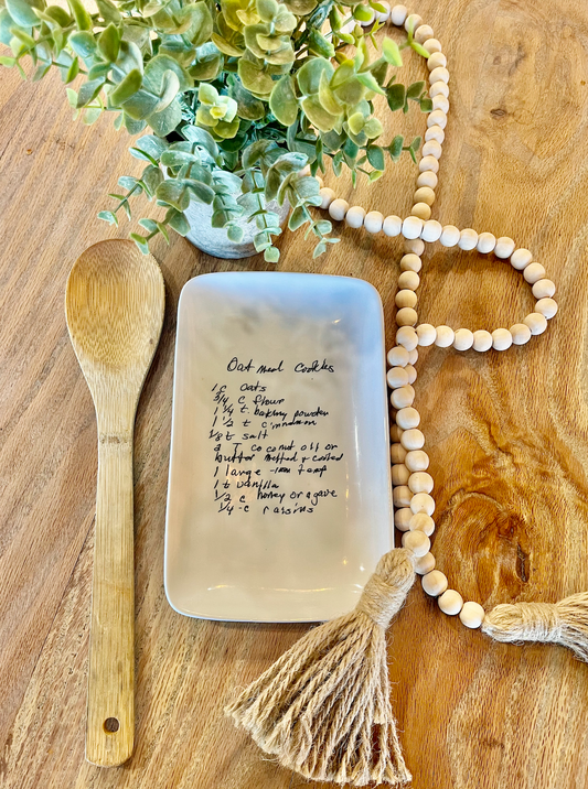 Your handwritten Recipe/Letter transferred to serving platter plate dish porcelain