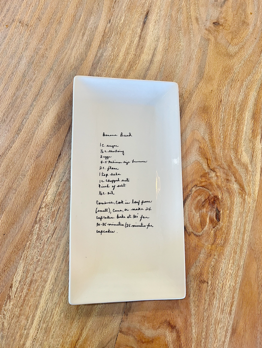 Your handwritten Recipe/Letter transferred to serving platter plate dish porcelain
