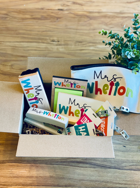 Personalized Bright and Colorful Teacher Appreciation Care Wood Sign Box