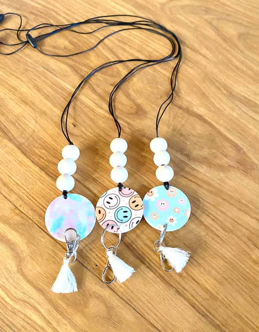 boho retro teacher Themed Personalized Custom Teacher Nurse Keychain Lanyard Farmhouse Bead Tassel