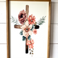 Cross with bold color flowers wood sign easter 23