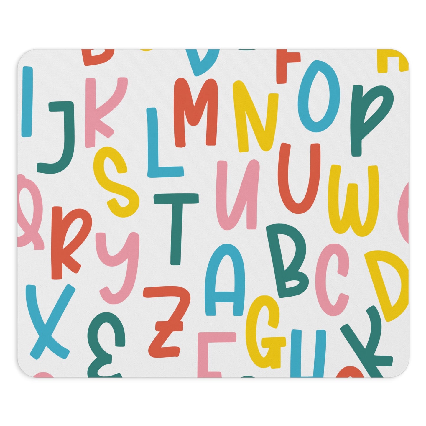 colorful alphabet teacher Mouse Pad