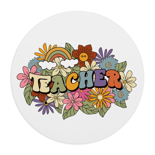 Bold Retro Groovy Teacher Mouse Pad