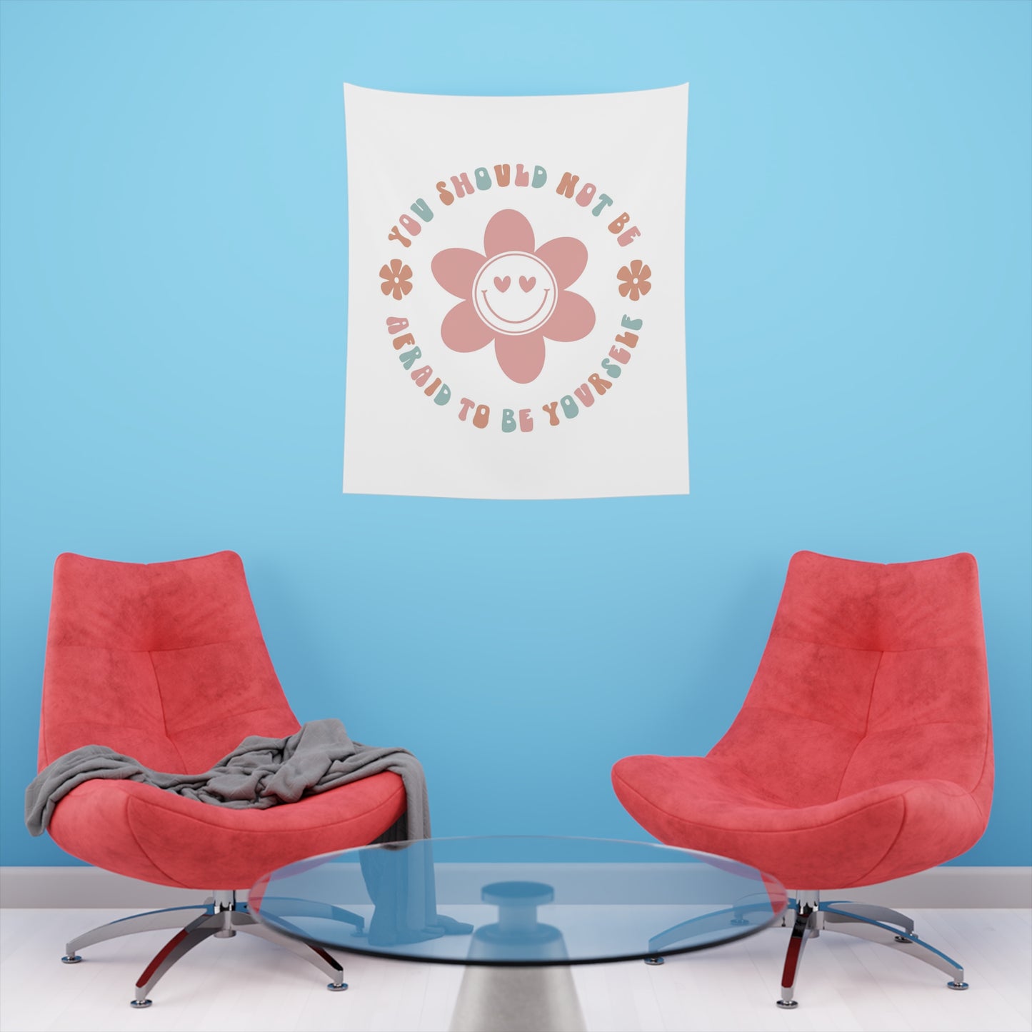 retro groovy you should not be afraid to be yourself Printed Wall Tapestry