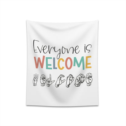 Everyone is welcome asl Printed Wall Tapestry