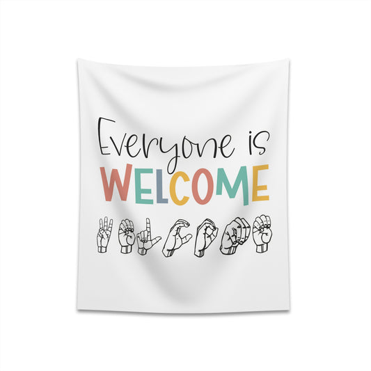 Everyone is welcome asl Printed Wall Tapestry