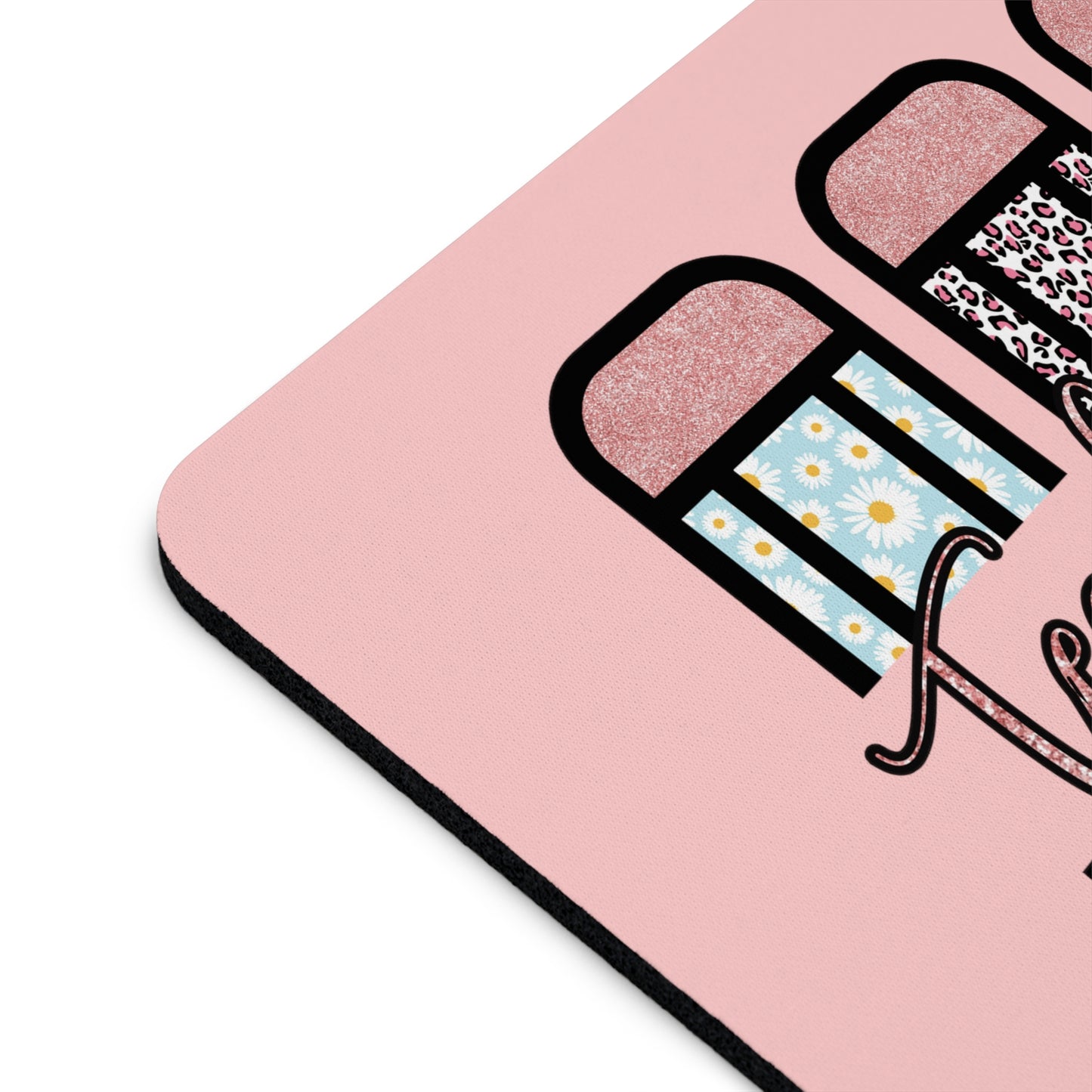 Teacher Life Pencil Glittery Leopard Mouse Pad