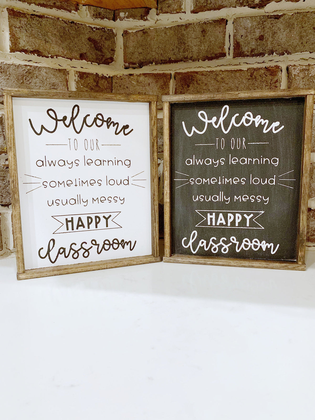 Welcome to Our Happy Classroom Framed Wood Sign | Always Learning, Sometimes Loud
