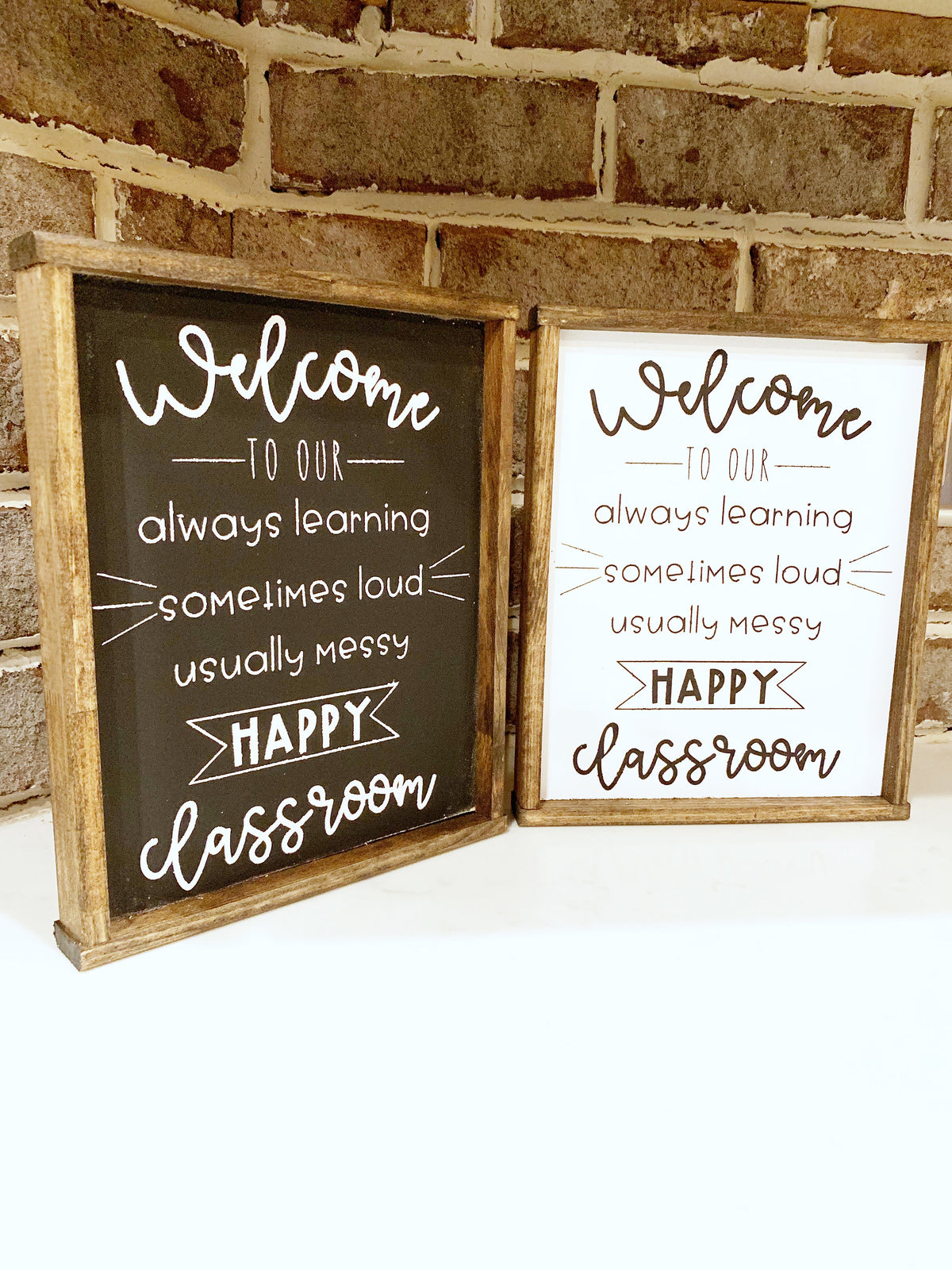 Welcome to Our Happy Classroom Framed Wood Sign | Always Learning, Sometimes Loud