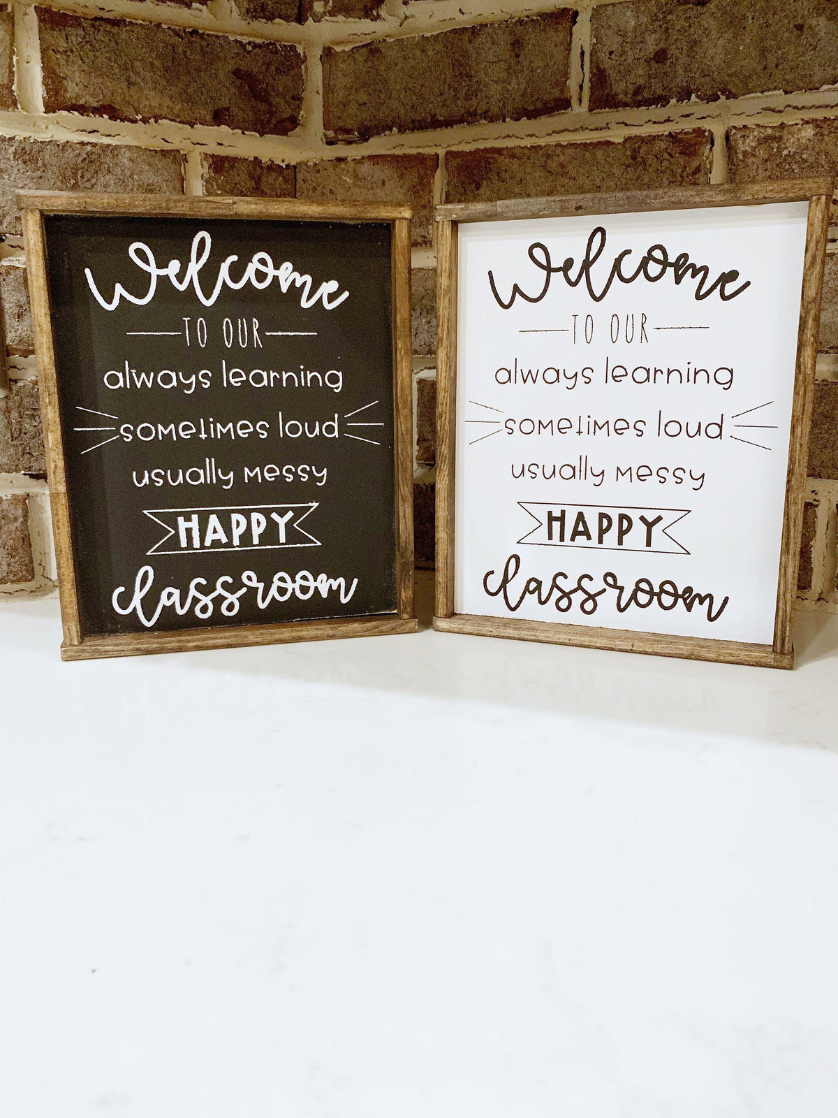 Welcome to Our Happy Classroom Framed Wood Sign | Always Learning, Sometimes Loud