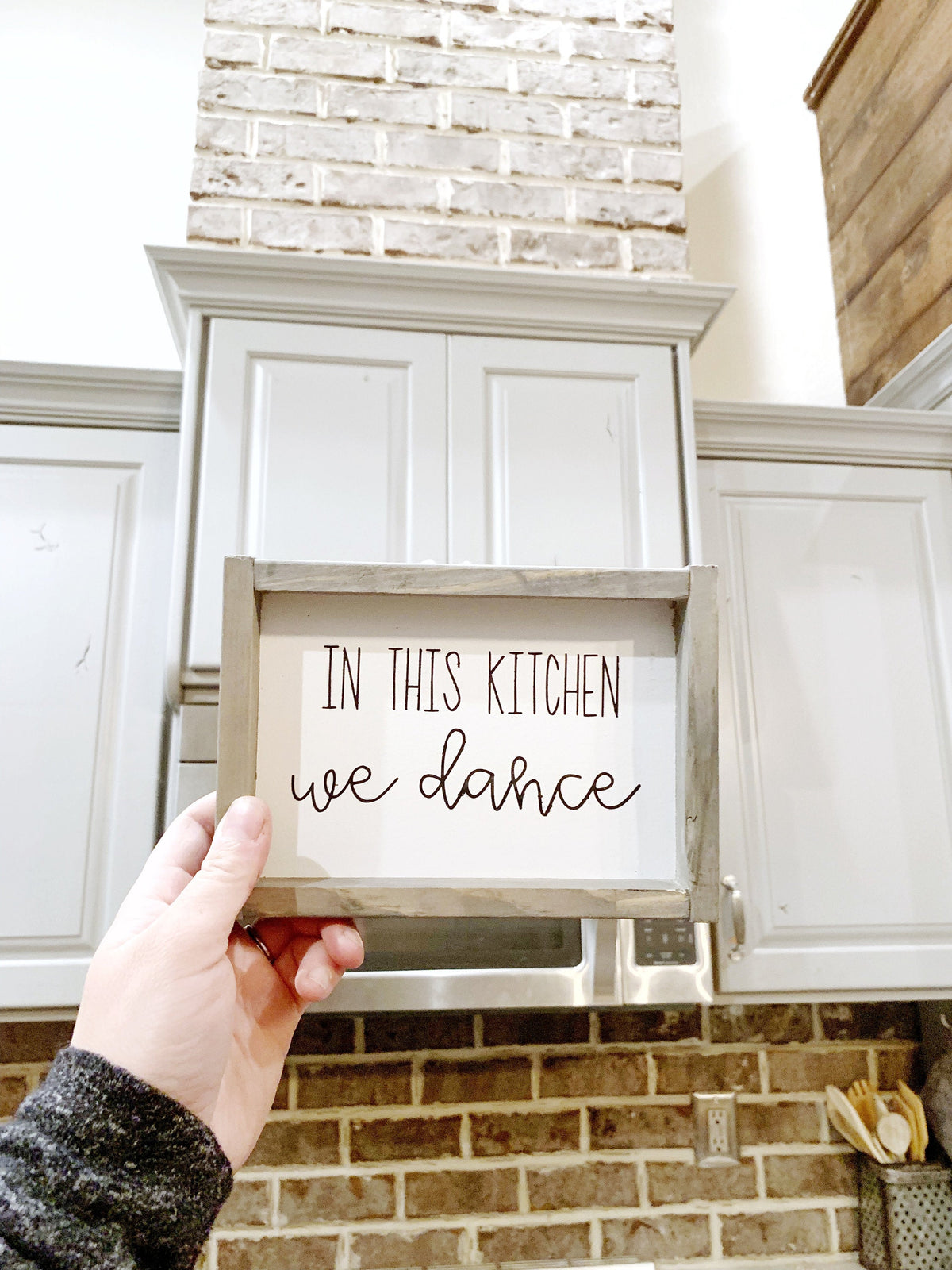 In This Kitchen We Dance Framed Wood Sign