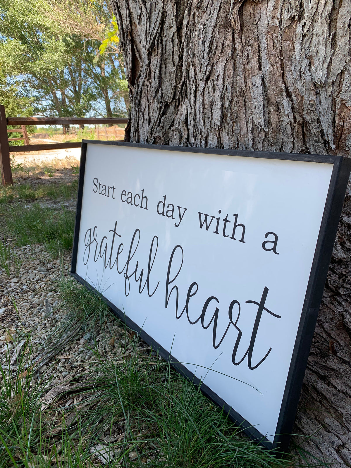 Start Each Day With a Grateful Heart Framed Wood Sign