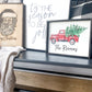 Watercolor Red Truck Personalized Custom Name Christmas Wood Sign