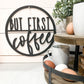 But First Coffee Circle Cutout; coffee bar wood sign