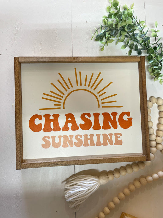 chasing sunshine summer retro wood sign