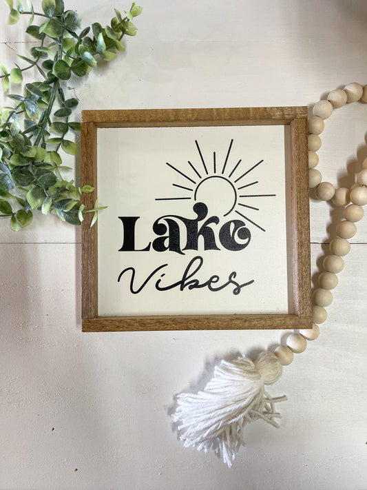 Retro Lake Vibes Wood Sign Summer