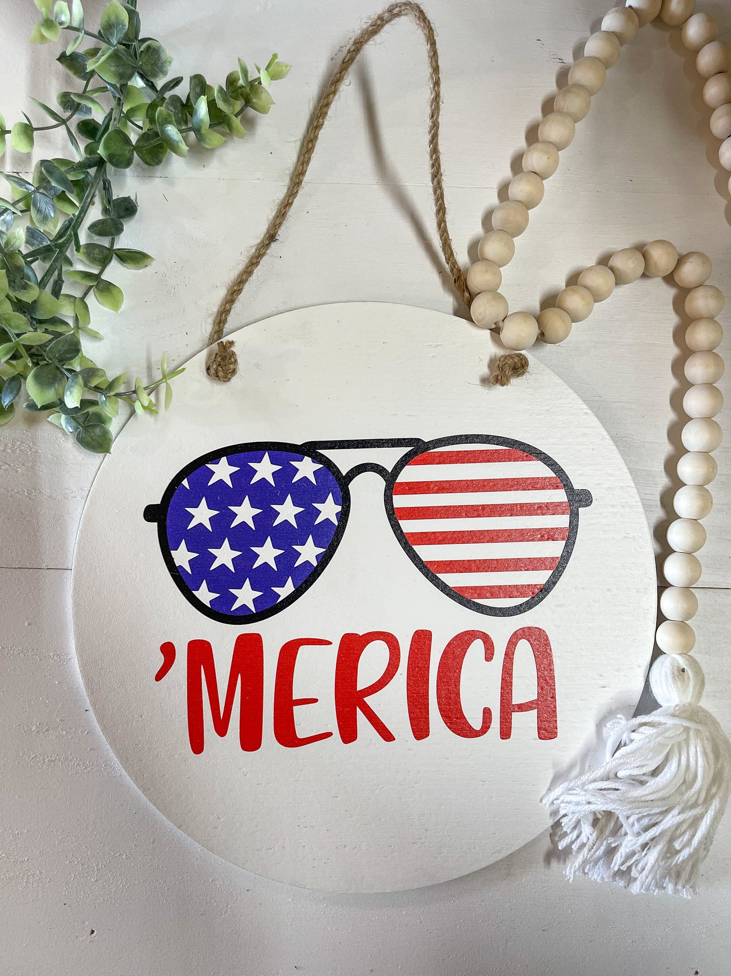merica fourth of july sunglasses welcome door hanger