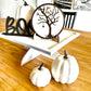 Halloween Boo Neutral Black and White  3d Laser Farmhouse Seasonal Tiered Tray