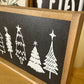 Black and white christmas tree doodle decor christmas wood sign