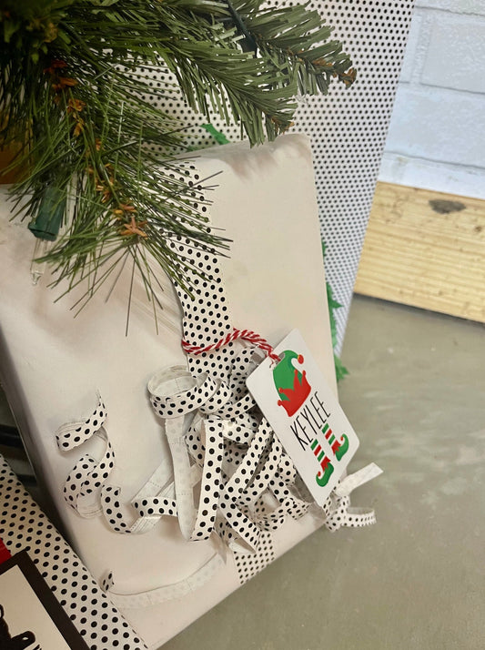 Personalized Custom Stocking Tags or Christmas gift tags Elf Acrylic Passes