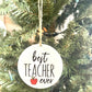 Best Teacher Ever Apple Acrylic Ornament; Holiday; Christmas; Gift