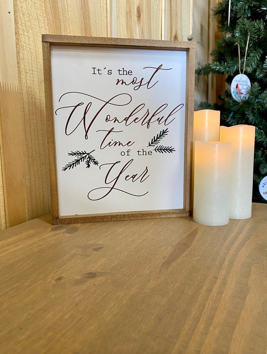 Red It's the most wonderful time of the year christmas wood sign