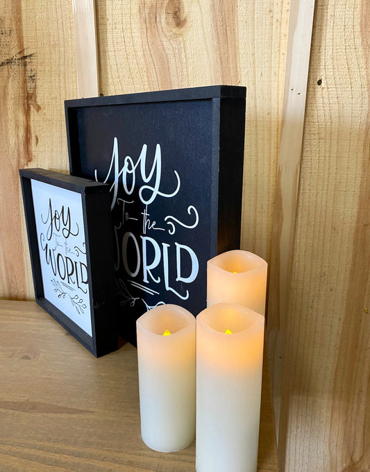 joy to the world christmas Black Background wood sign