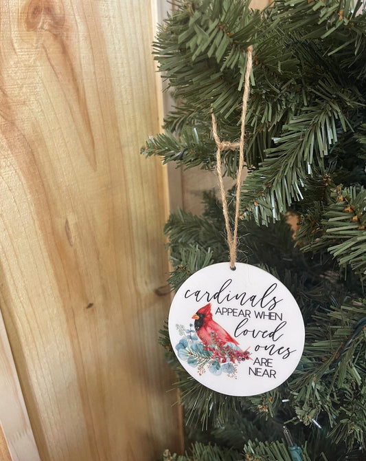 cardinals appear when loved ones are near Acrylic Ornament; Holiday; Christmas; Gift